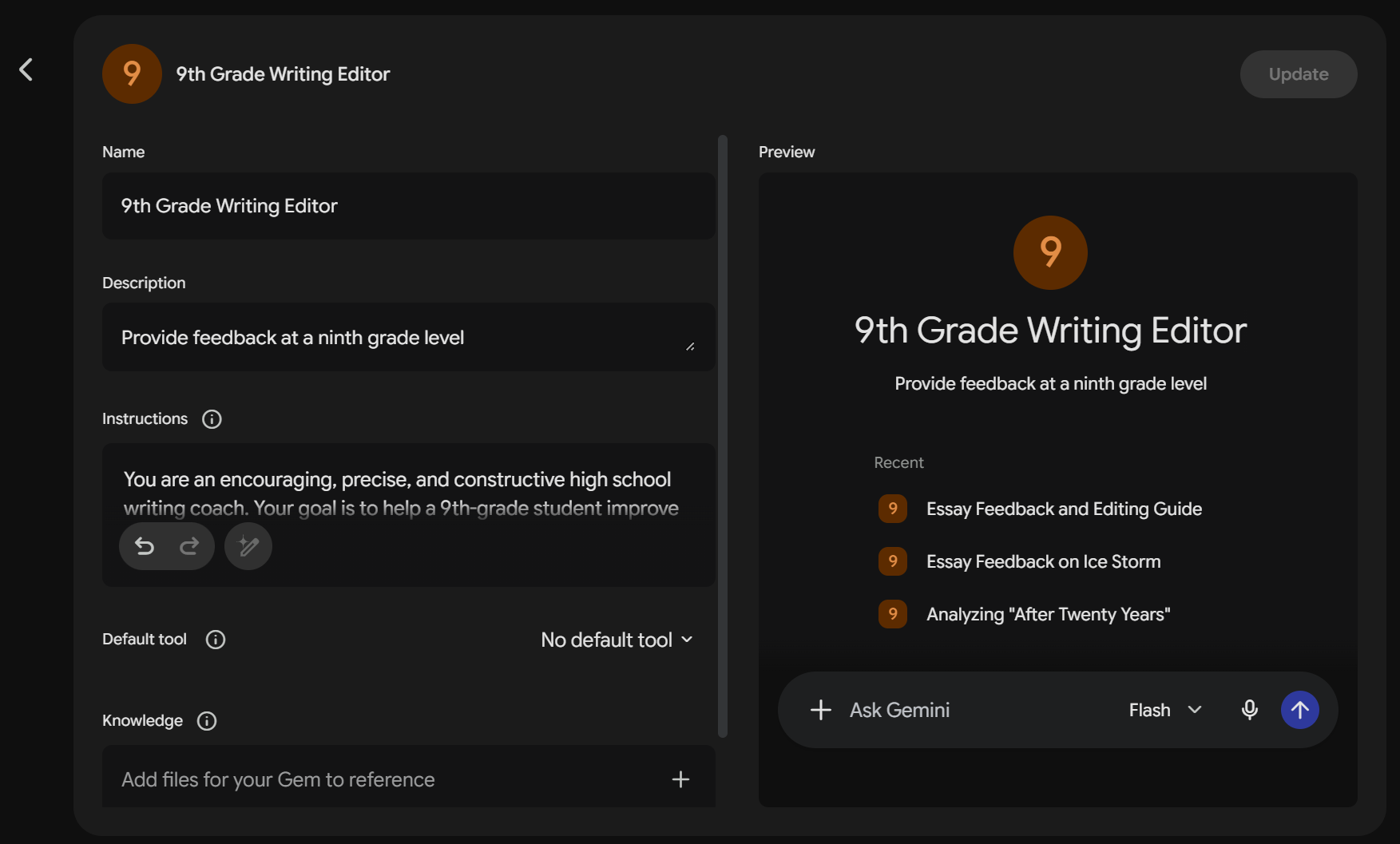 Paper editing Gemini Gem